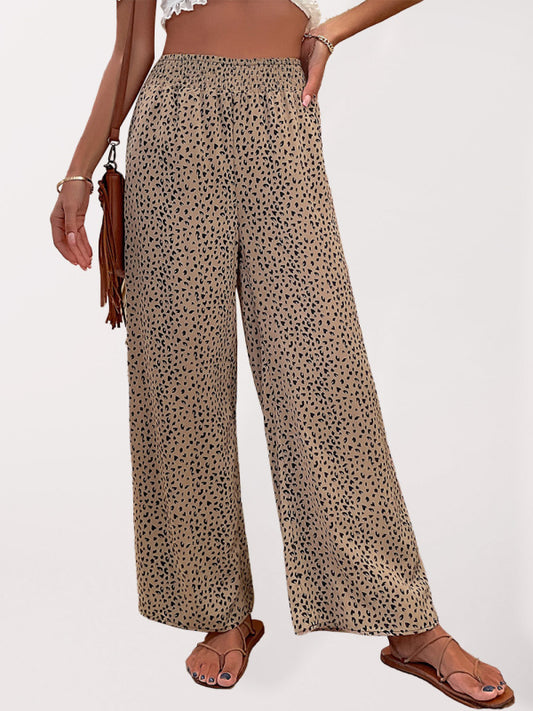 Blue Zone Planet | Woven Leopard Print Wide-leg Pants kakaclo