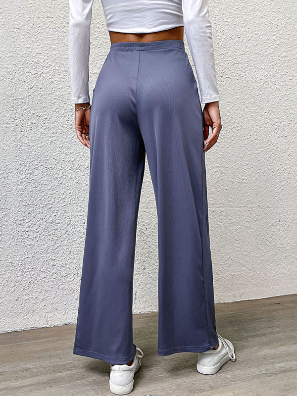 Wide Leg High Waist Pleated Pants Women-[Adult]-[Female]-2022 Online Blue Zone Planet