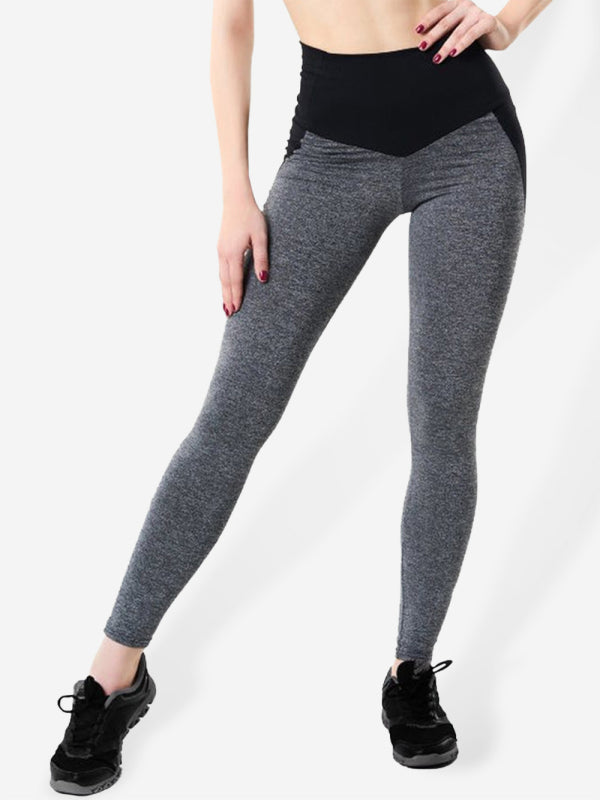 Ladies Stitching Hip Lifting High Waist Sweatpants Yoga Pants-[Adult]-[Female]-Grey-S-2022 Online Blue Zone Planet