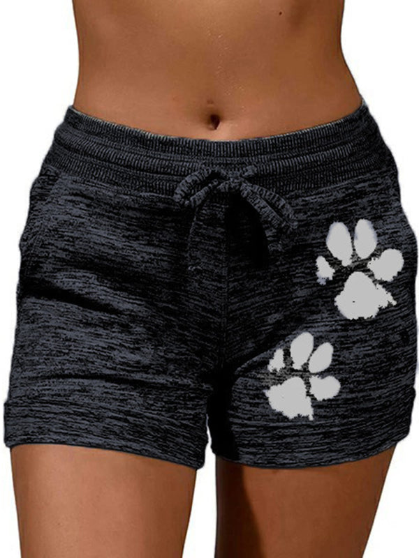 Blue Zone Planet | Women's printed bottoming quick-drying shorts yoga pants sports waist elastic shorts-[Adult]-[Female]-Black-S-2022 Online Blue Zone Planet