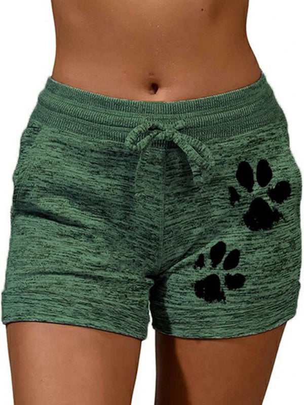 Blue Zone Planet | Women's printed bottoming quick-drying shorts yoga pants sports waist elastic shorts-[Adult]-[Female]-Green-S-2022 Online Blue Zone Planet