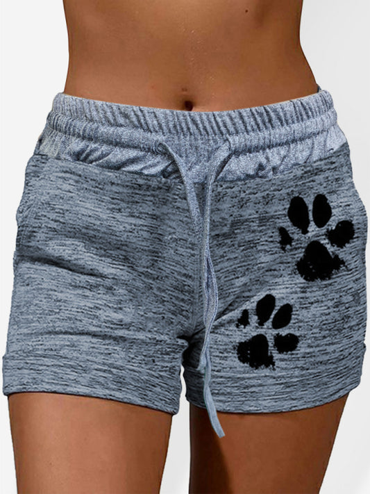 Blue Zone Planet | Women's printed bottoming quick-drying shorts yoga pants sports waist elastic shorts-[Adult]-[Female]-Misty grey-S-2022 Online Blue Zone Planet