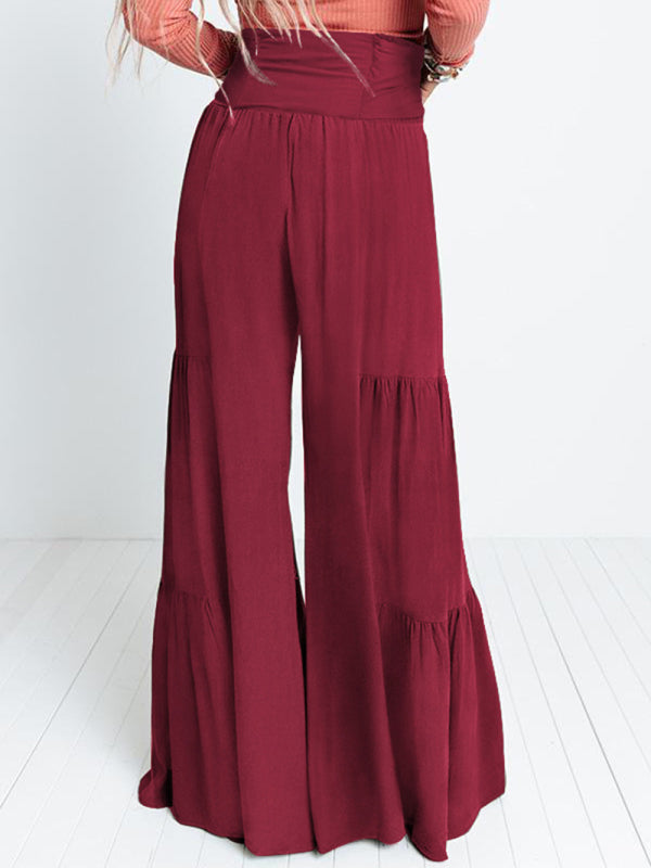 Blue Zone Planet | woven strap elastic waist this kind of wide-leg A-type trousers BLUE ZONE PLANET
