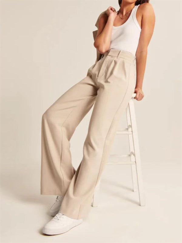 Blue Zone Planet | high waist wide-leg pants with matching belt wide-leg suit pants kakaclo