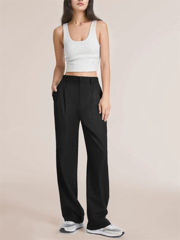 Blue Zone Planet | high waist wide-leg pants with matching belt wide-leg suit pants kakaclo