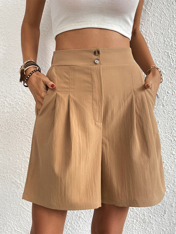 Blue Zone Planet | Loose Pants Ladies High Waist Wide Leg Shorts-TOPS / DRESSES-[Adult]-[Female]-2022 Online Blue Zone Planet