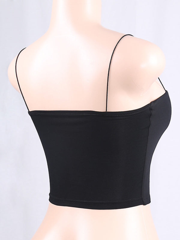Blue Zone Planet | Vest Wrapped Chest Open Back Showing Chest Slim Camisole Top BLUE ZONE PLANET