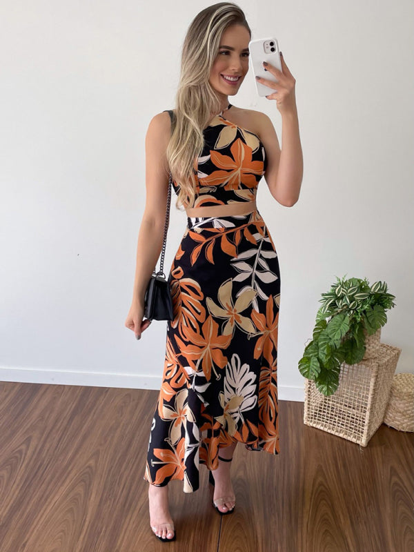 Blue Zone Planet |  Printed Short Tether Tank Top High Waist Skirt Two-Piece Set BLUE ZONE PLANET