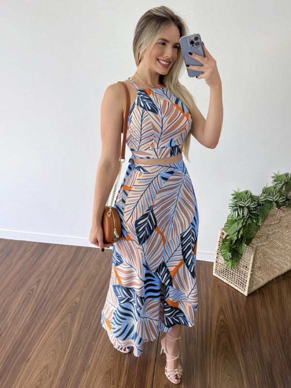 Blue Zone Planet |  Printed Short Tether Tank Top High Waist Skirt Two-Piece Set BLUE ZONE PLANET