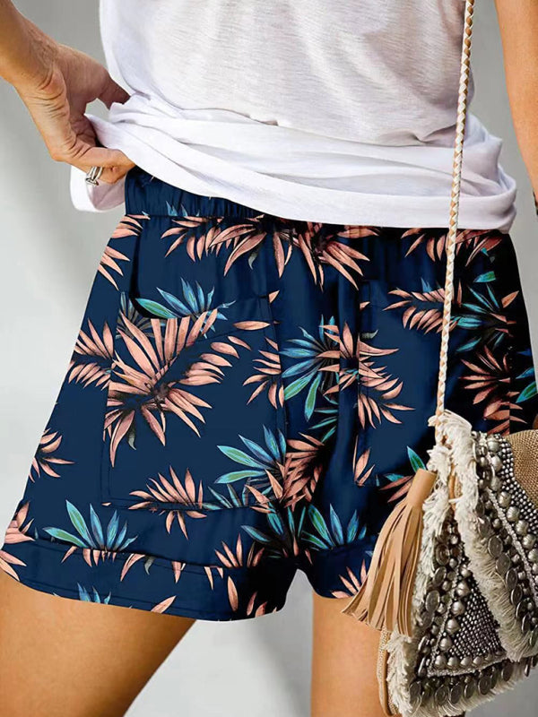 Blue Zone Planet | Floral Print High Waist Straight Leg Lounge Shorts BLUE ZONE PLANET