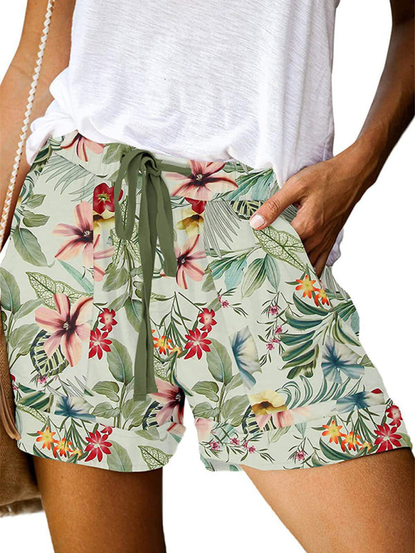 Blue Zone Planet | Floral Print High Waist Straight Leg Lounge Shorts BLUE ZONE PLANET