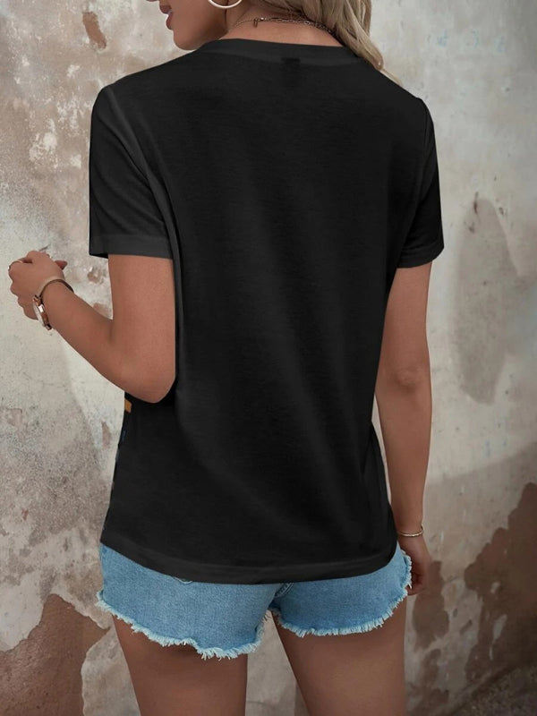 Blue Zone Planet | Stripe Print Button Short Sleeve Top BLUE ZONE PLANET