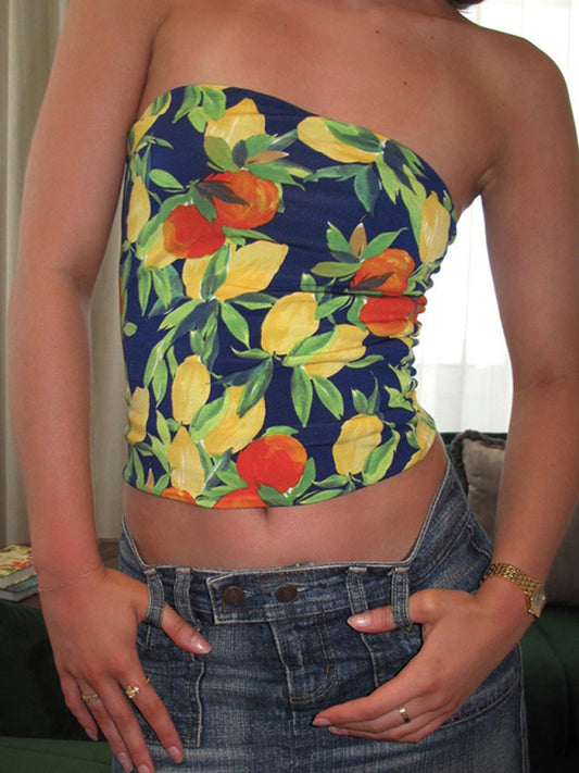 New women's fashion sexy wrap chest one-shoulder slim-fit printed vest kakaclo