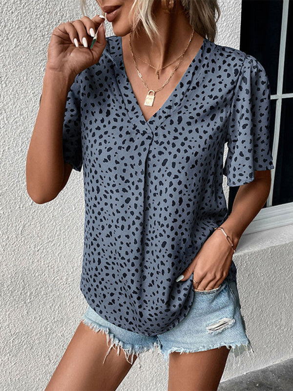 Blue Zone Planet |  Summer Ladies Tops Leopard Print Shirts BLUE ZONE PLANET
