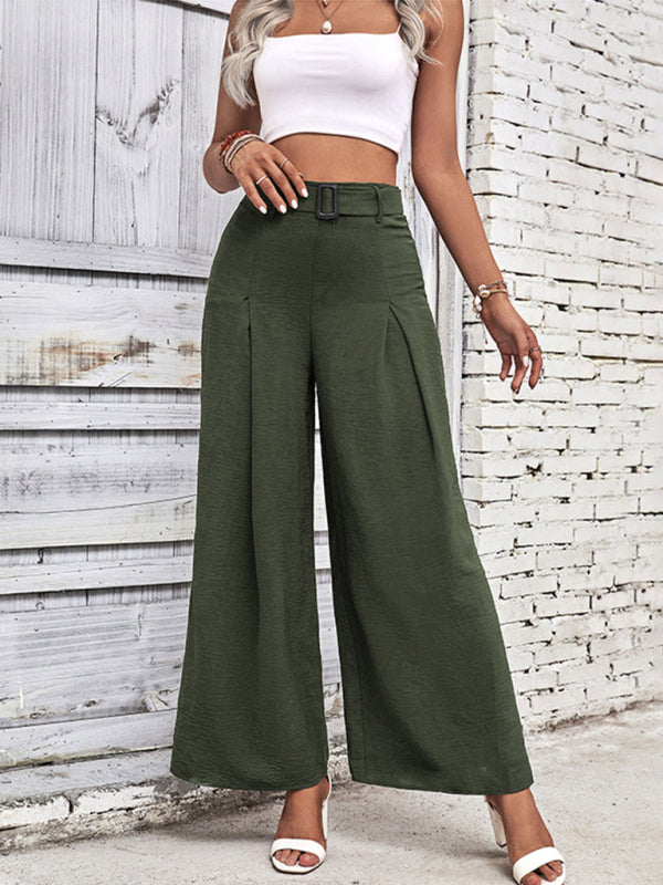 Blue Zone Planet | summer high waist wide leg pants with belt BLUE ZONE PLANET