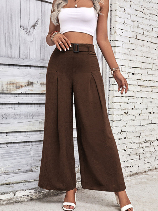 Blue Zone Planet | summer high waist wide leg pants with belt BLUE ZONE PLANET