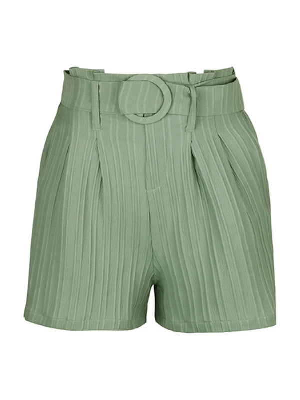 Blue Zone Planet |  Small fresh green solid color pleated shorts kakaclo