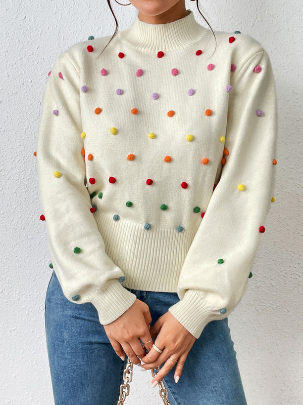 Color Beaded Knitwear Fashion Sweater BLUE ZONE PLANET