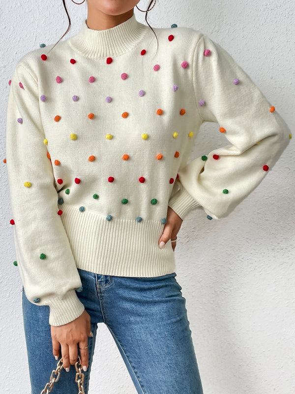 Color Beaded Knitwear Fashion Sweater BLUE ZONE PLANET