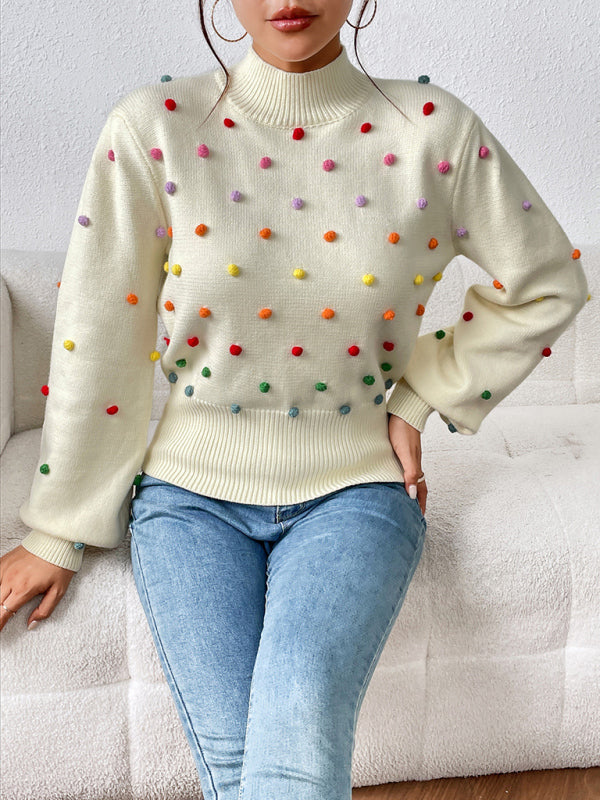 Color Beaded Knitwear Fashion Sweater BLUE ZONE PLANET