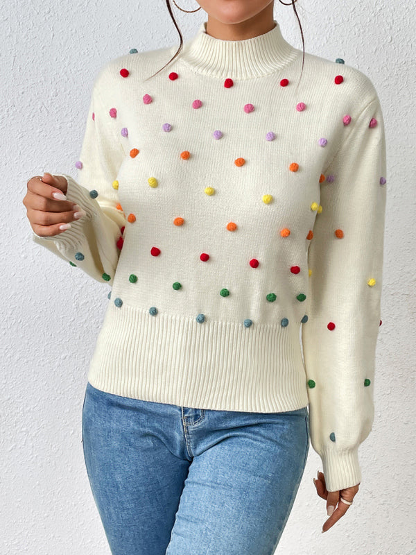 Color Beaded Knitwear Fashion Sweater BLUE ZONE PLANET