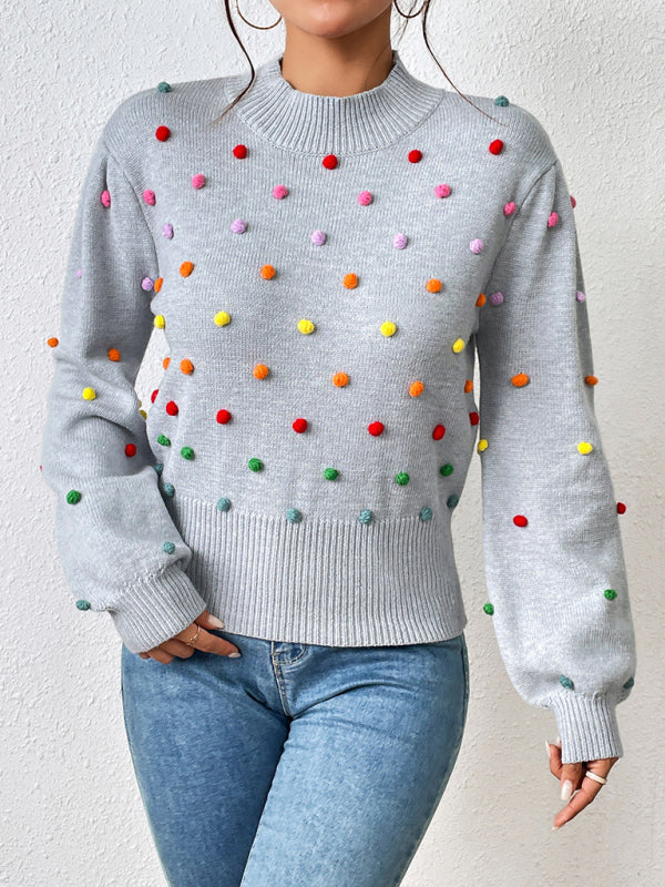 Color Beaded Knitwear Fashion Sweater BLUE ZONE PLANET