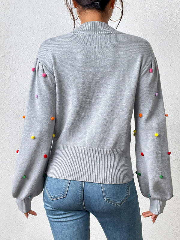 Color Beaded Knitwear Fashion Sweater BLUE ZONE PLANET