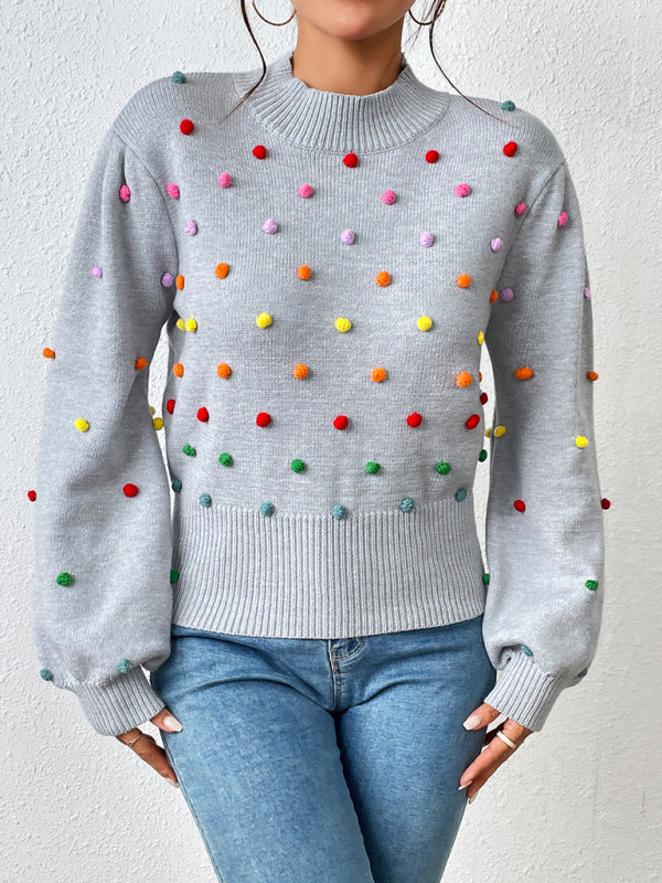 Color Beaded Knitwear Fashion Sweater BLUE ZONE PLANET