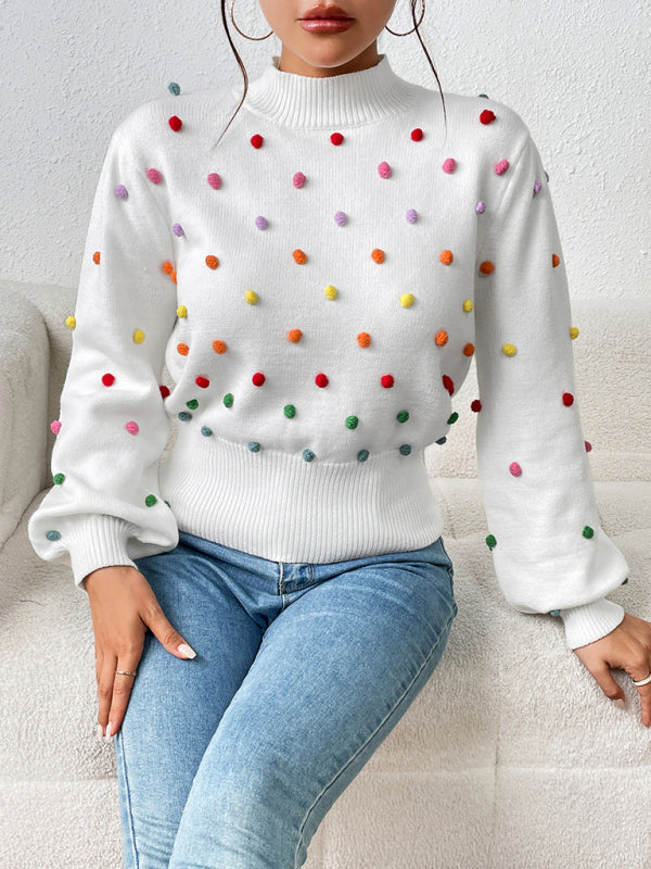 Color Beaded Knitwear Fashion Sweater BLUE ZONE PLANET