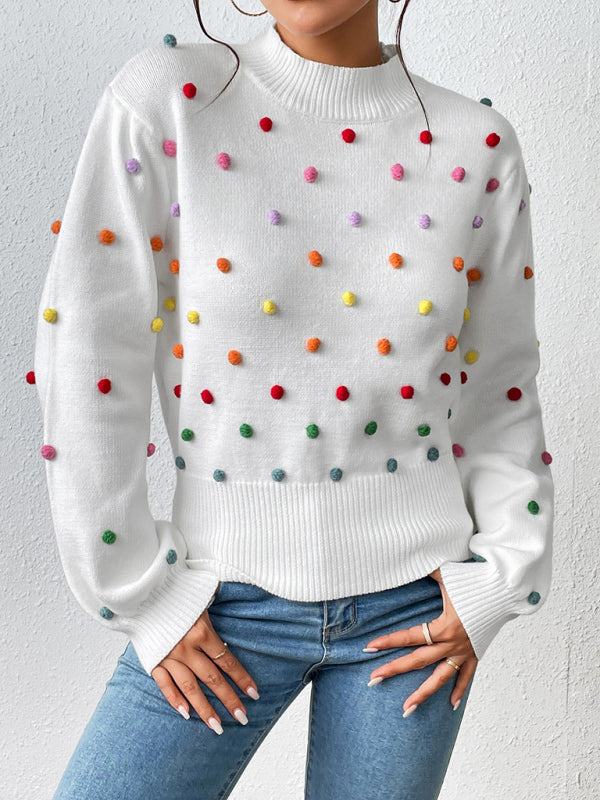 Color Beaded Knitwear Fashion Sweater BLUE ZONE PLANET