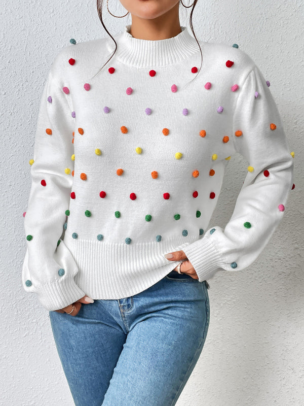 Color Beaded Knitwear Fashion Sweater BLUE ZONE PLANET