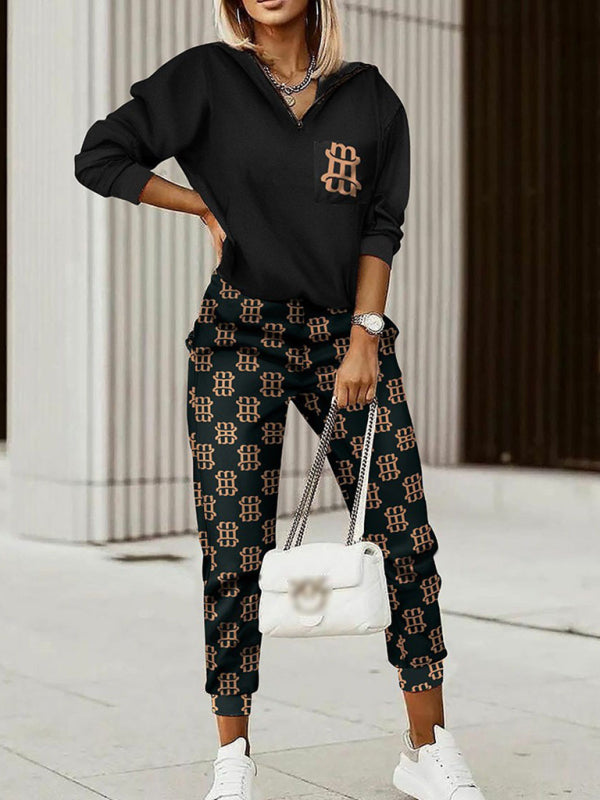 Printed long-sleeved trousers set High-quality sweater set kakaclo