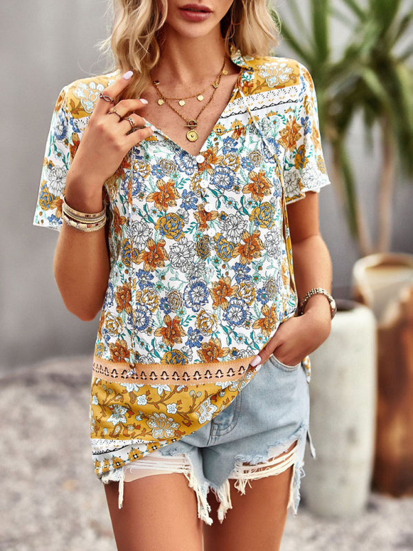 Ladies Casual Bohemian Printed Shirt Top kakaclo