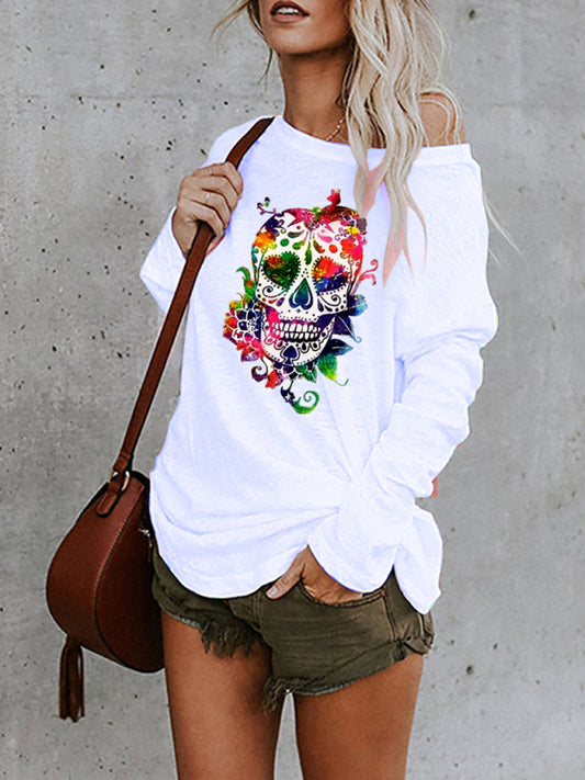 New personality skull long-sleeved top BLUE ZONE PLANET
