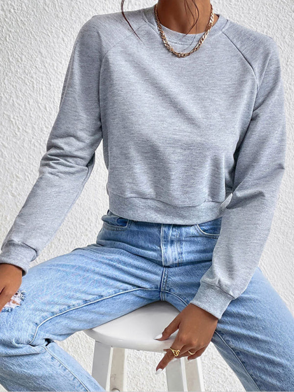 long-sleeved round neck solid color sweater-[Adult]-[Female]-2022 Online Blue Zone Planet