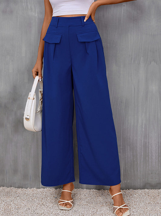 Blue Zone Planet |  New slim fit blue wide-leg trousers kakaclo