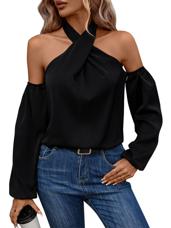 solid color strapless long-sleeved shirt BLUE ZONE PLANET