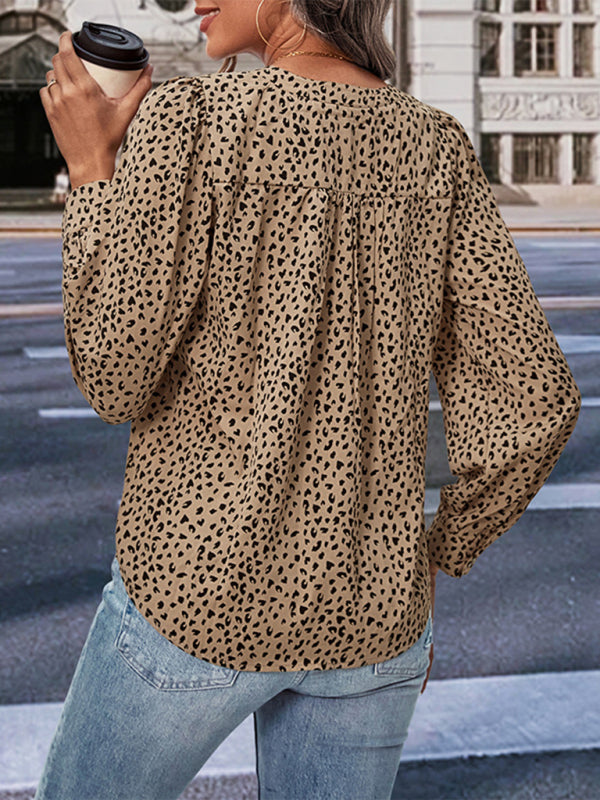Ladies Long Sleeve Leopard Print Shirt BLUE ZONE PLANET