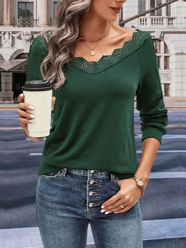 Blue Zone Planet | solid color v-neck long-sleeved sweater top BLUE ZONE PLANET