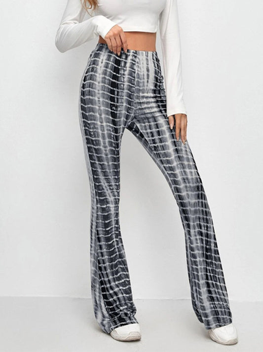 Blue Zone Planet |  Printed Slim Hip Lift Stretch Flared Trousers BLUE ZONE PLANET