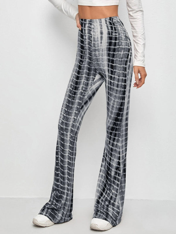 Blue Zone Planet |  Printed Slim Hip Lift Stretch Flared Trousers BLUE ZONE PLANET