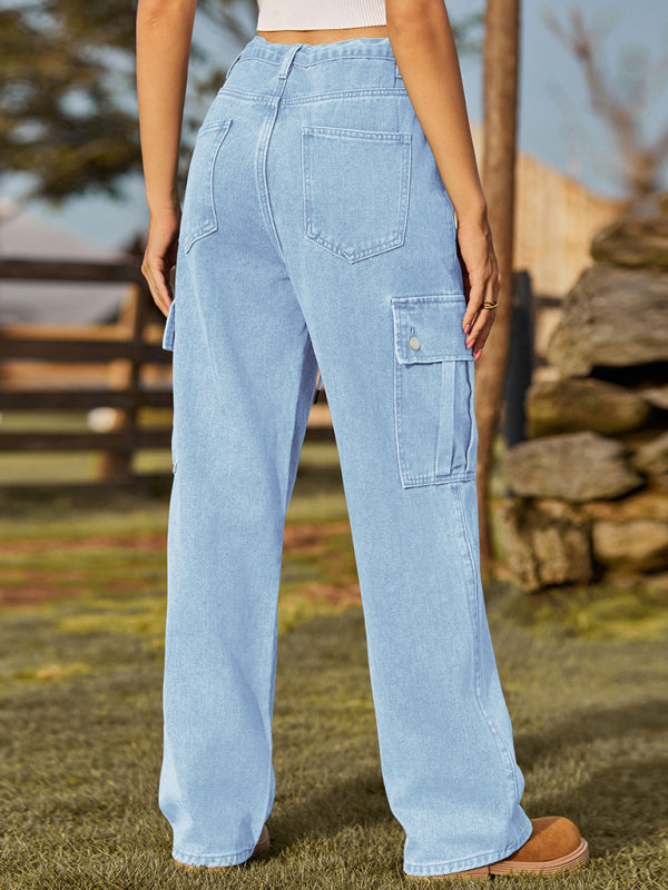 Blue Zone Planet | New style denim drawstring adjustable washable overalls trousers casual trousers-TOPS / DRESSES-[Adult]-[Female]-2022 Online Blue Zone Planet