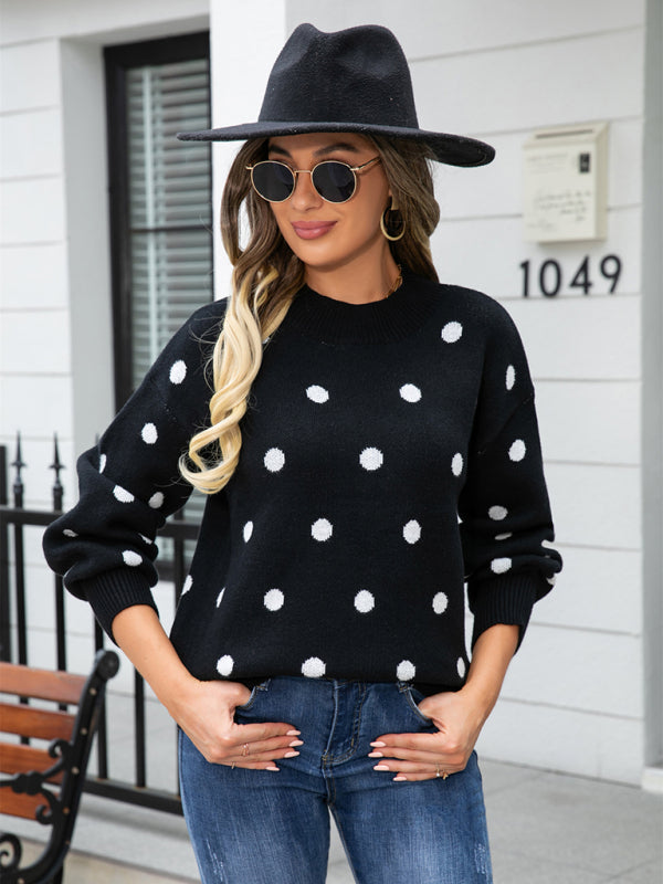 Fashion Knit Polka Dot Pullover BLUE ZONE PLANET