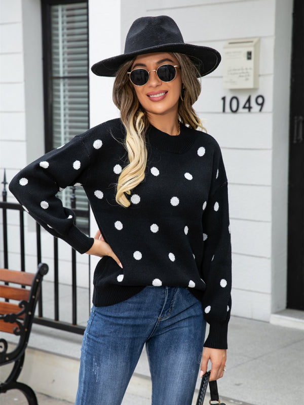 Fashion Knit Polka Dot Pullover BLUE ZONE PLANET