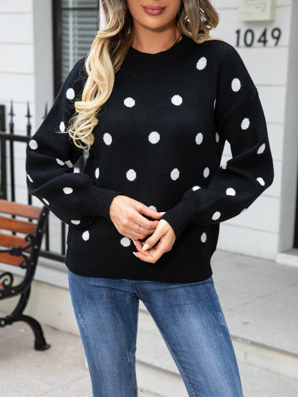 Fashion Knit Polka Dot Pullover BLUE ZONE PLANET