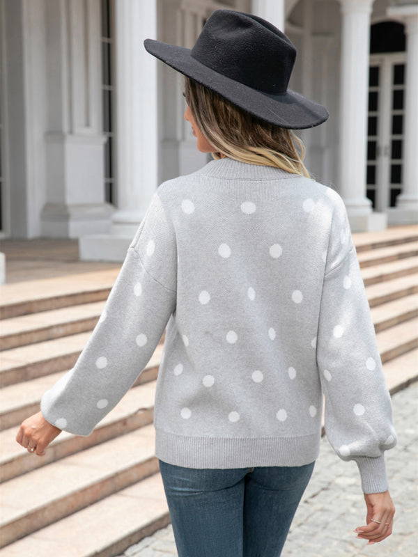 Fashion Knit Polka Dot Pullover BLUE ZONE PLANET