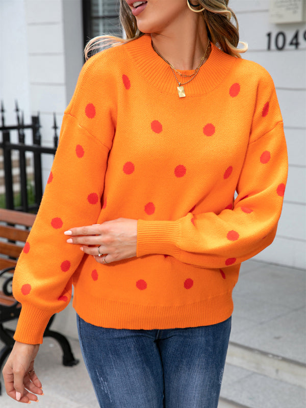 Fashion Knit Polka Dot Pullover BLUE ZONE PLANET