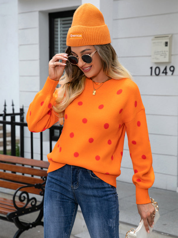 Fashion Knit Polka Dot Pullover BLUE ZONE PLANET