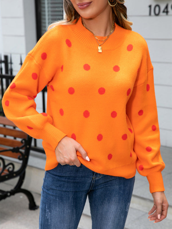 Fashion Knit Polka Dot Pullover BLUE ZONE PLANET