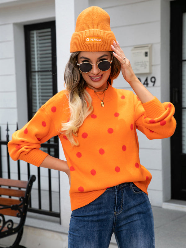 Fashion Knit Polka Dot Pullover BLUE ZONE PLANET